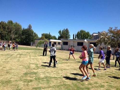 students on field